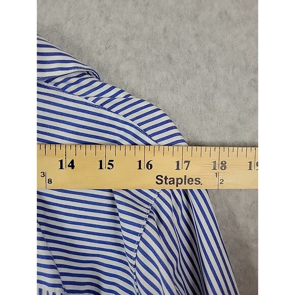 Foxcroft Wrinkle Free 100% Cotton Blue Striped LS Button Up Shirt Women Plus 18 - Picture 10 of 12
